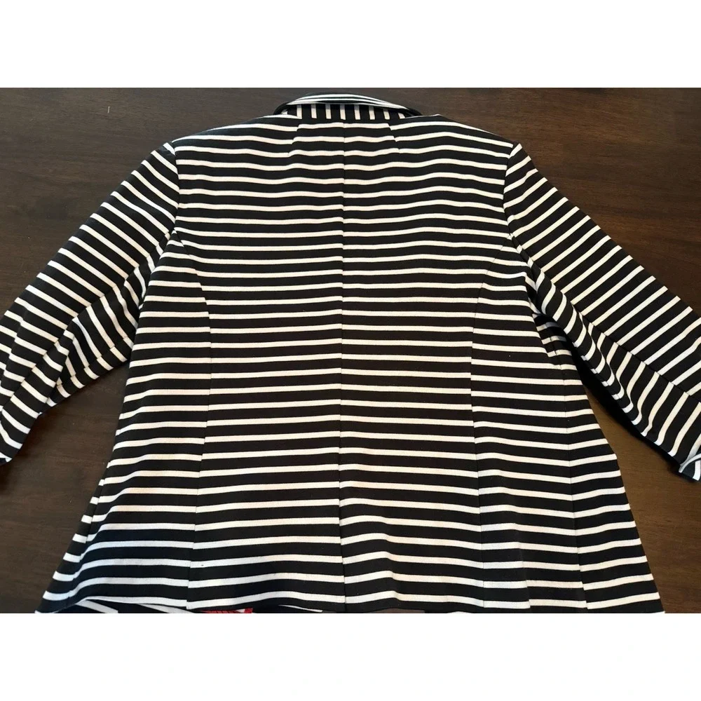 Christian Siriano Runway Style Black White Striped Zipper Pocket Blazer XL - Picture 10 of 12